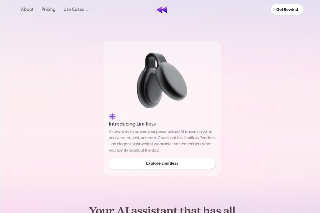 Screenshot of Rewind AI – AI Tool