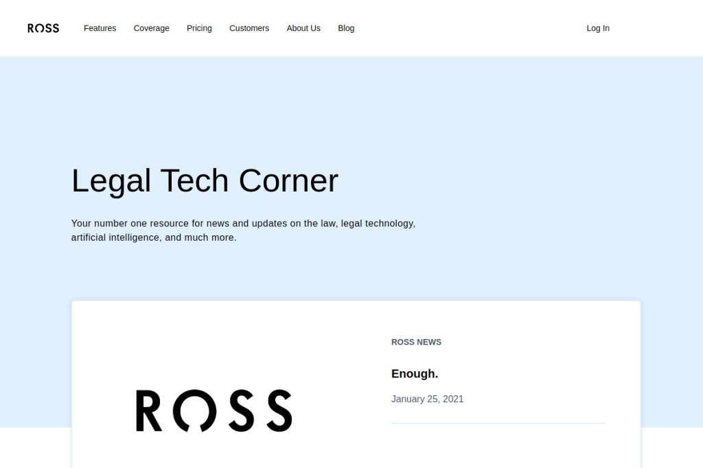 Screenshot of ROSS Intelligence – AI Tool