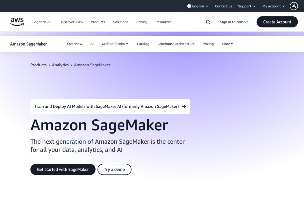 Screenshot of Sagemaker Studio – AI Tool