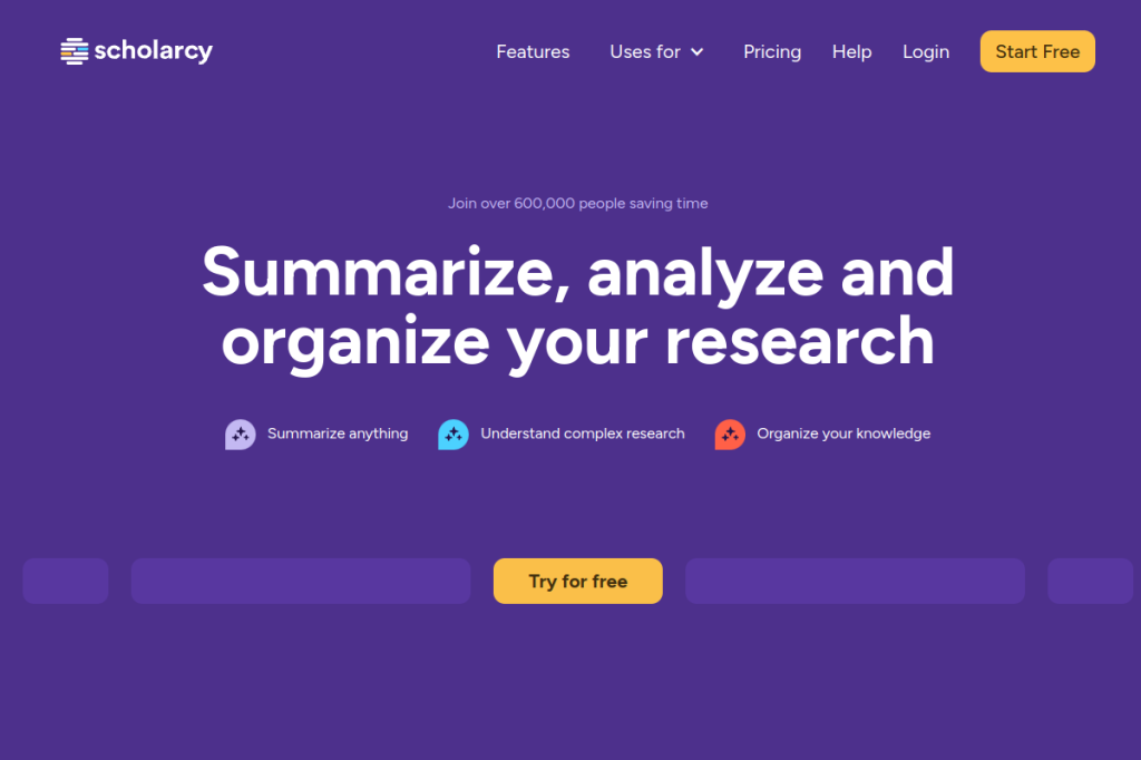 Screenshot of Scholarcy – AI Tool