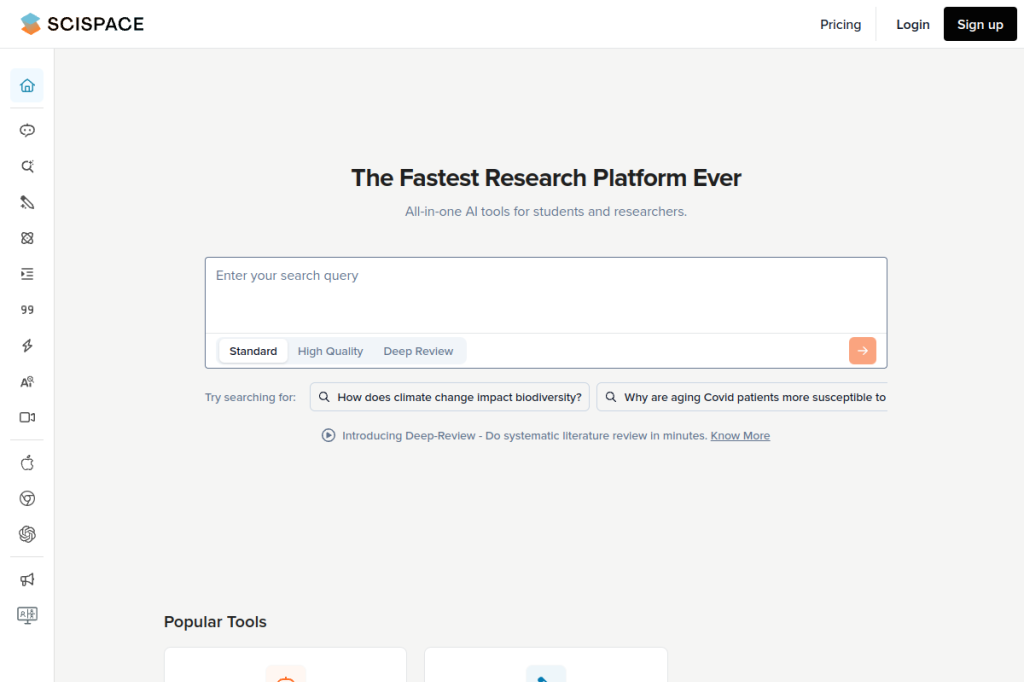 Screenshot of SciSpace – AI Tool