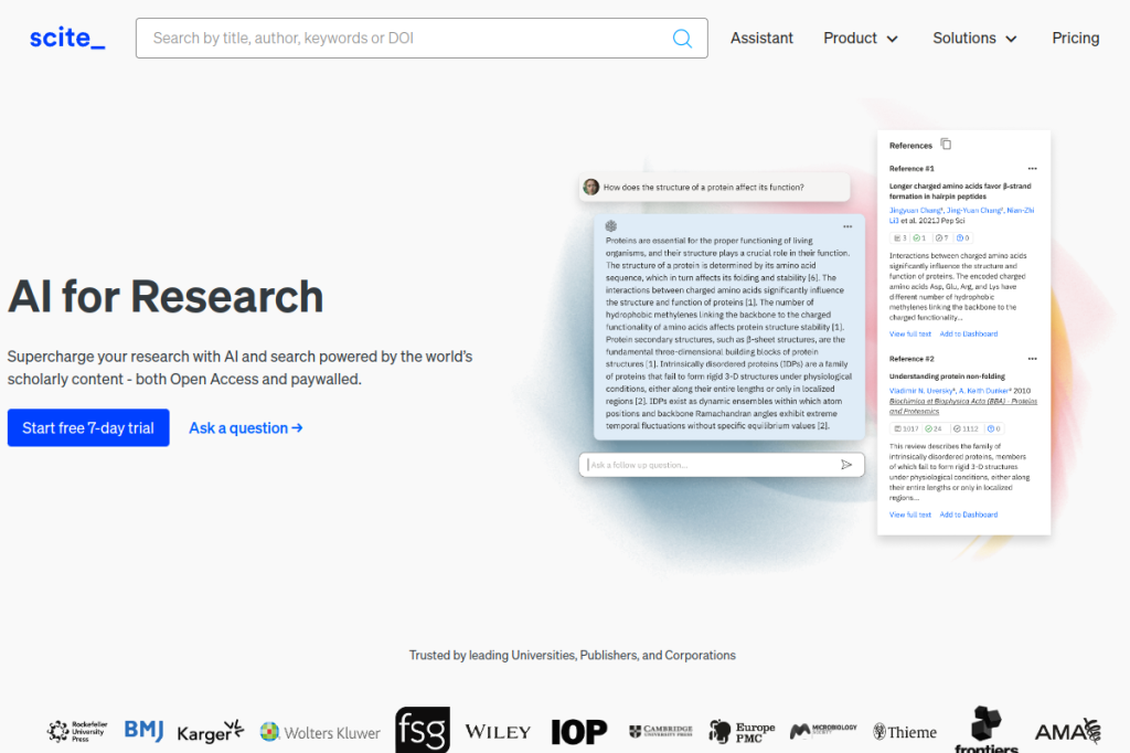 Screenshot of Scite – AI Tool