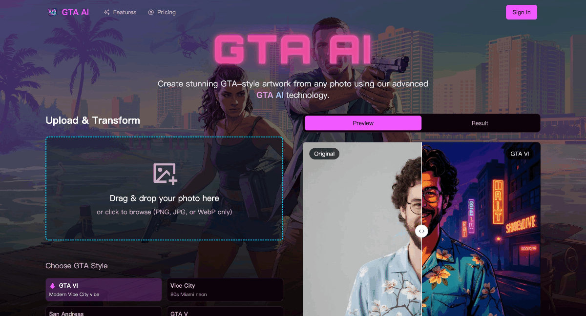 Screenshot of GTA AI – AI Tool