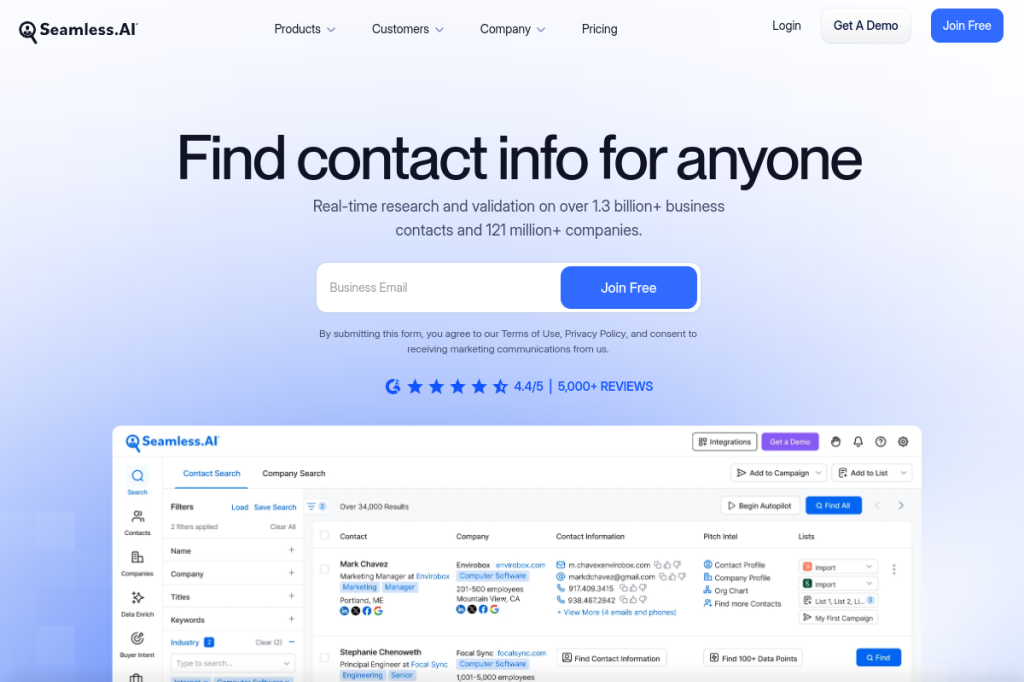 Screenshot of Seamless.ai – AI Tool