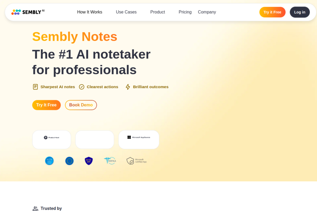 Screenshot of Sembly – AI Tool