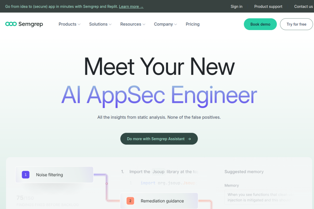 Screenshot of Semgrep – AI Tool