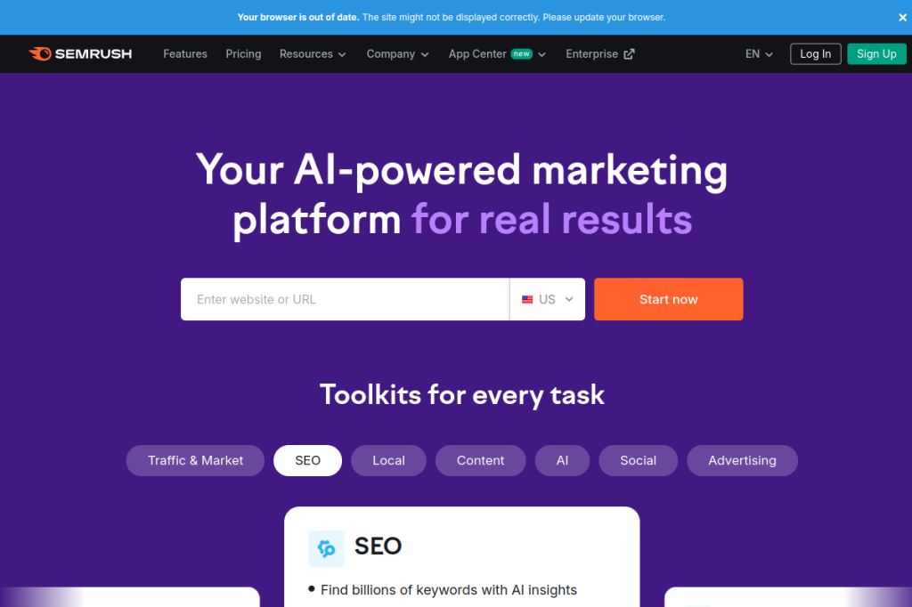 Screenshot of SEMrush Writing Assistant – AI Tool