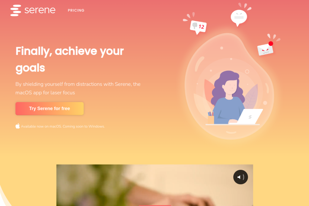 Screenshot of Serene – AI Tool