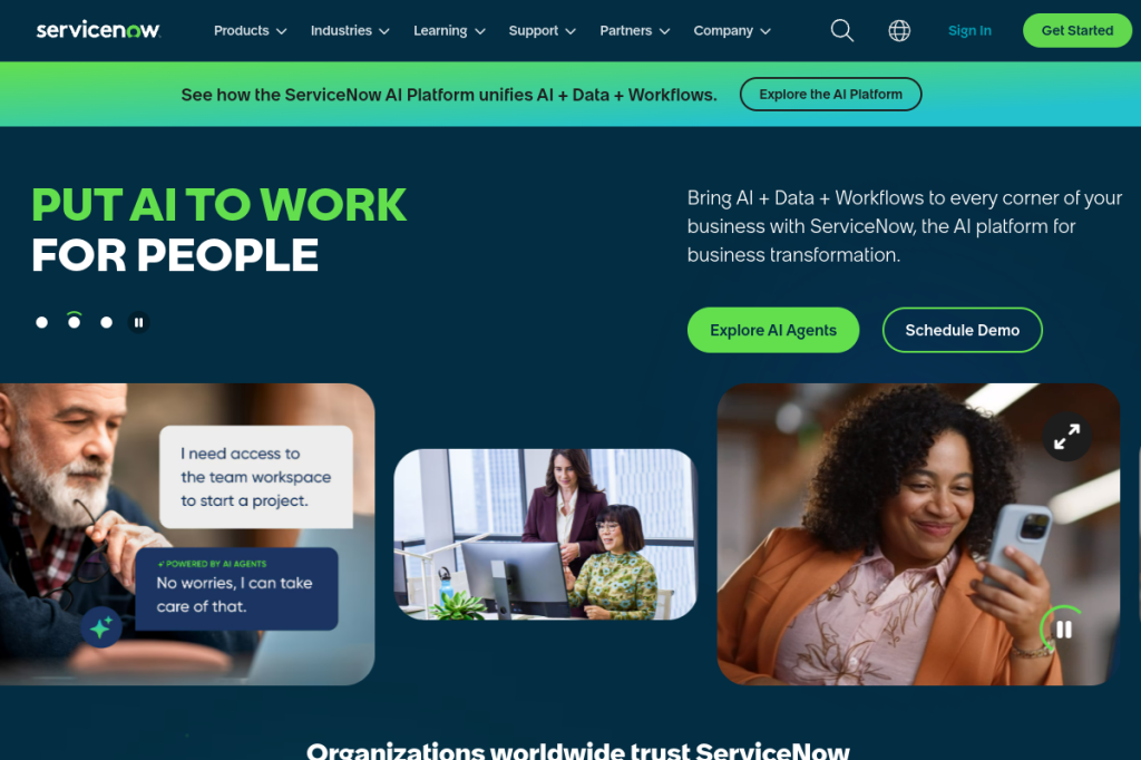Screenshot of ServiceNow Virtual Agent – AI Tool