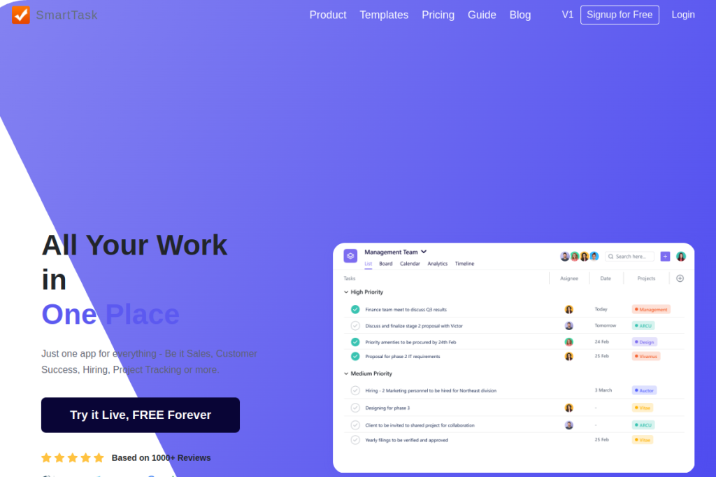 Screenshot of SmartTask – AI Tool