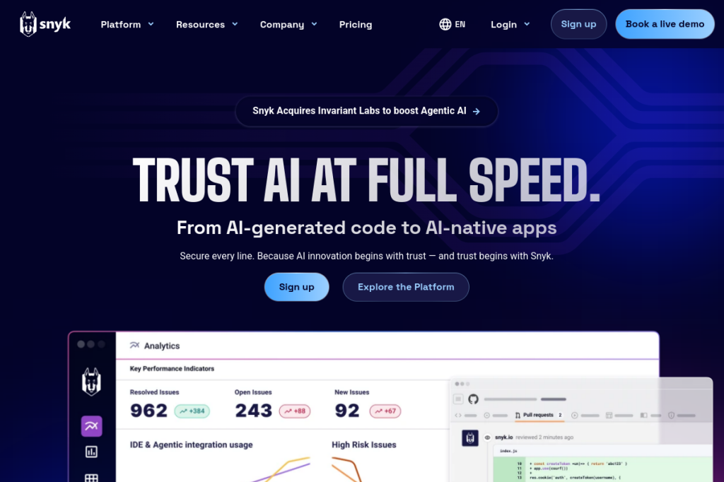 Screenshot of Snyk – AI Tool