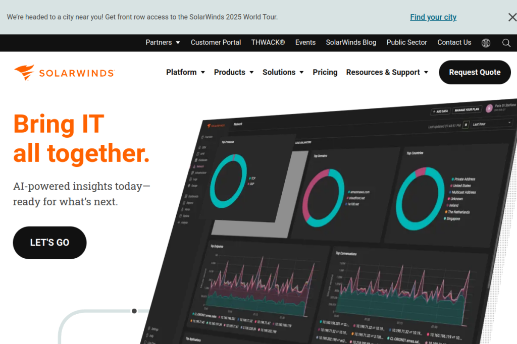 Screenshot of SolarWinds – AI Tool