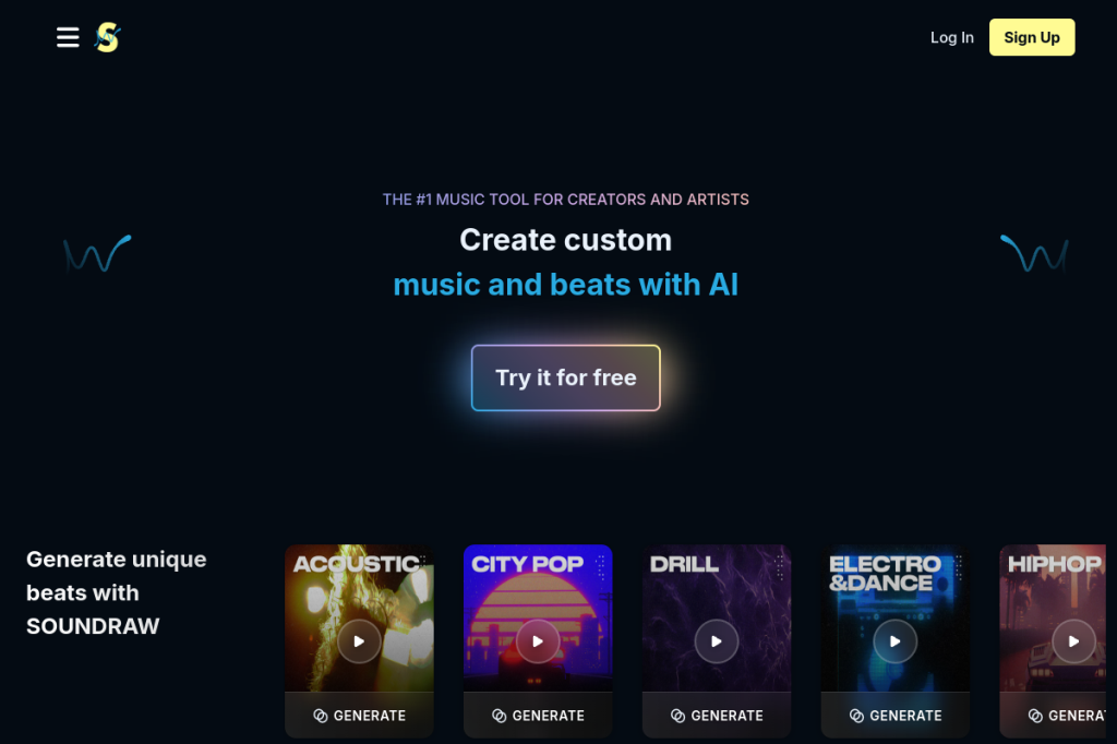 Screenshot of Soundraw – AI Tool