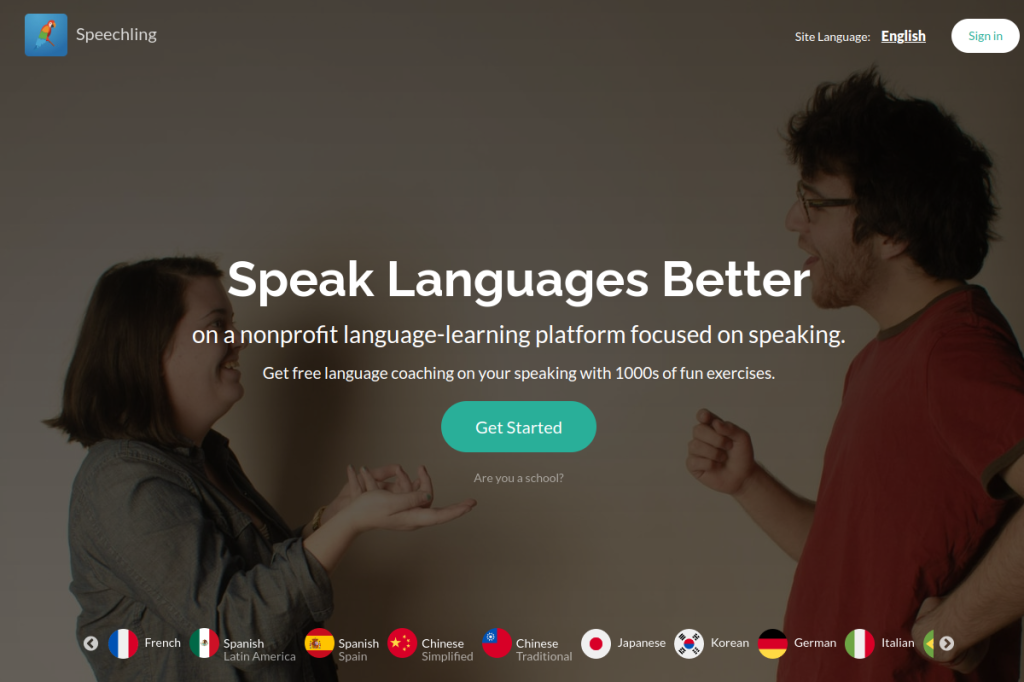 Screenshot of Speechling – AI Tool