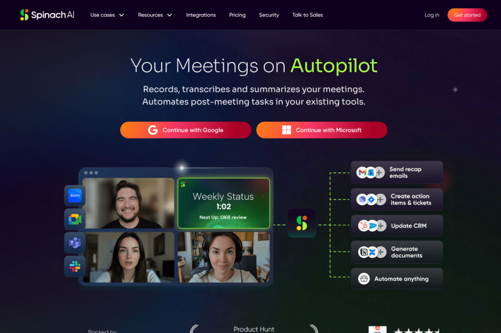 Screenshot of Spinach – AI Tool