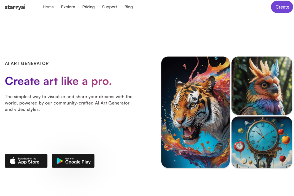 Screenshot of StarryAI – AI Tool