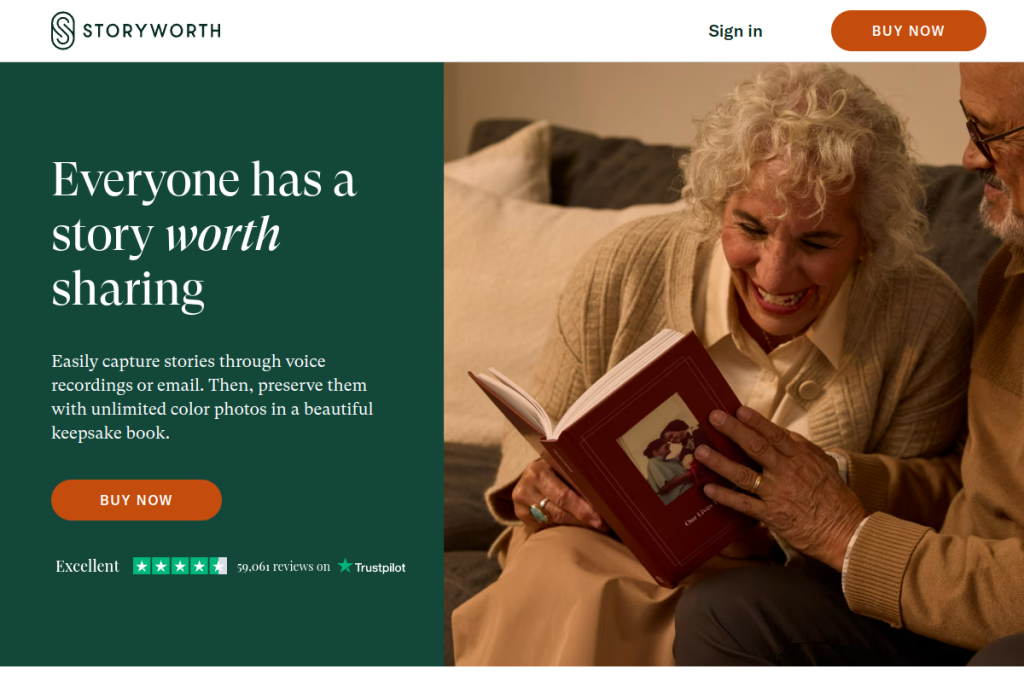 Screenshot of StoryWorth – AI Tool