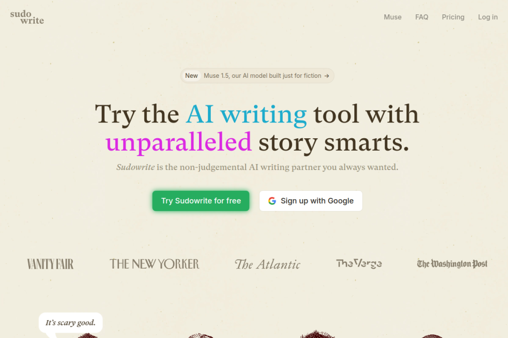 Screenshot of Sudowrite – AI Tool