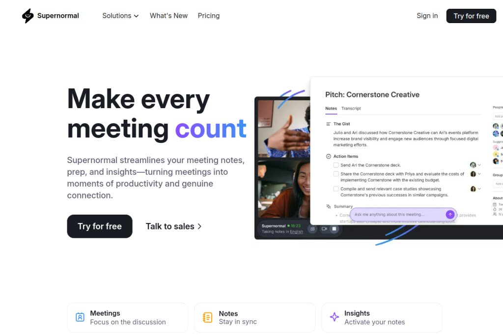 Screenshot of Supernormal – AI Tool