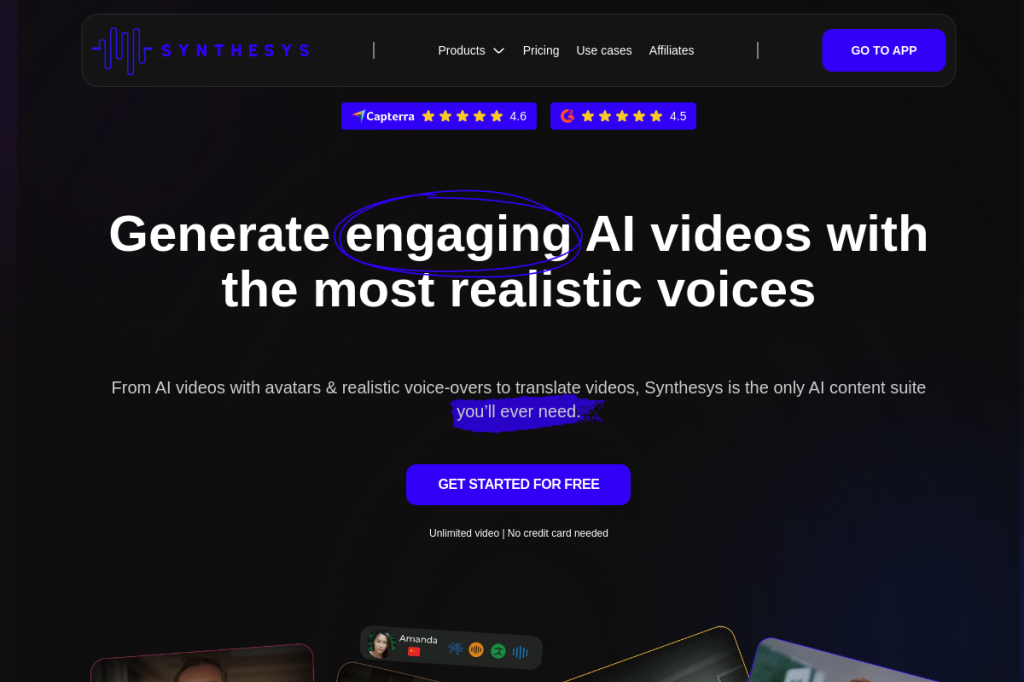 Screenshot of Synthesys – AI Tool