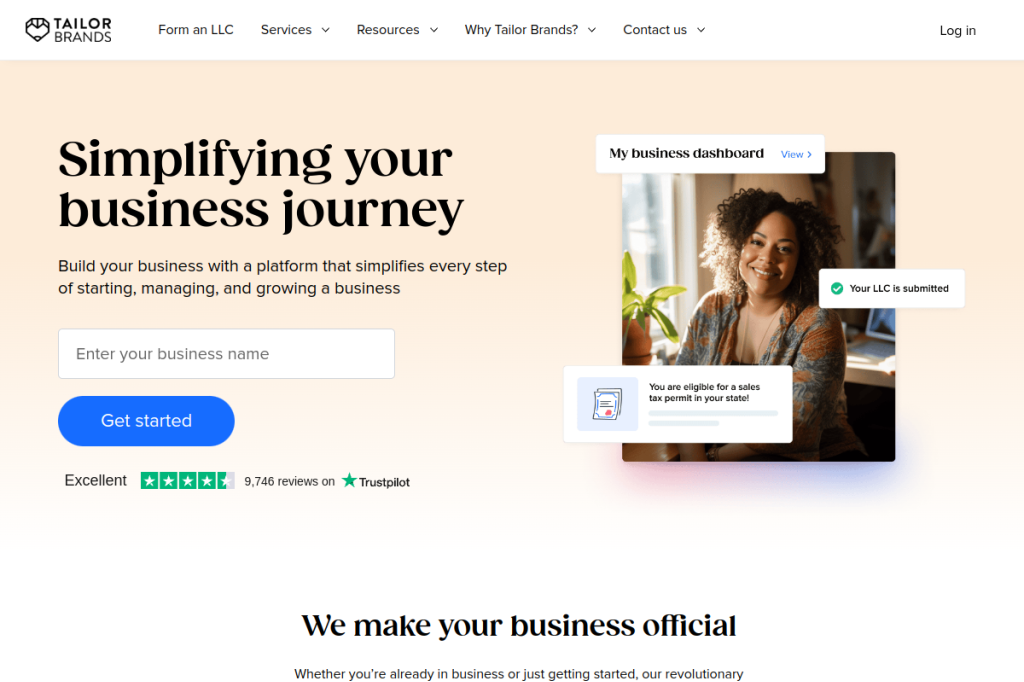 Screenshot of Tailor Brands – AI Tool