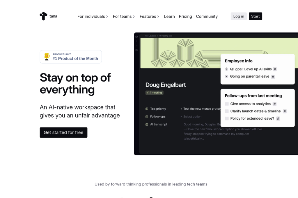 Screenshot of Tana – AI Tool
