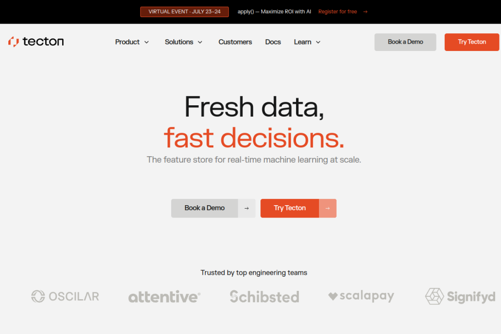 Screenshot of Tecton – AI Tool