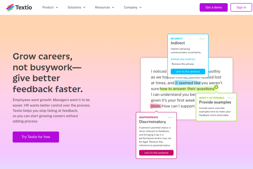 Screenshot of Textio – AI Tool