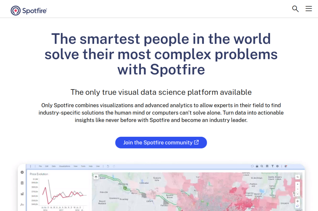 Screenshot of TIBCO Spotfire – AI Tool