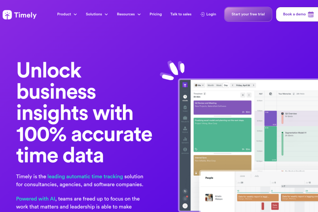 Screenshot of Timely – AI Tool