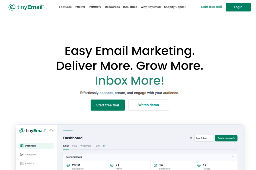 Screenshot of TinyEmail – AI Tool