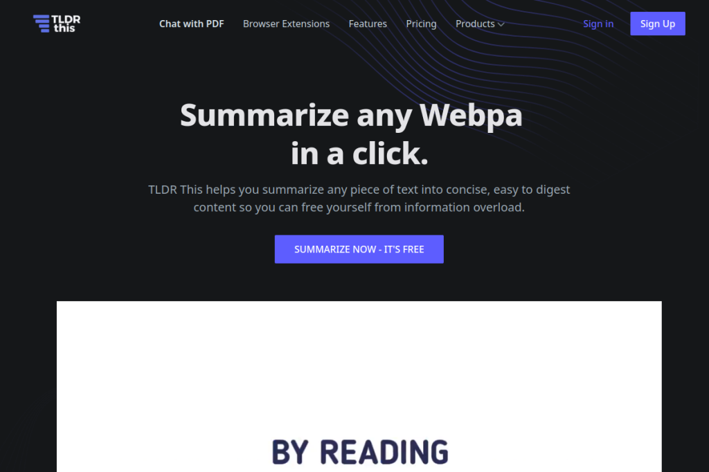 Screenshot of TLDR This – AI Tool