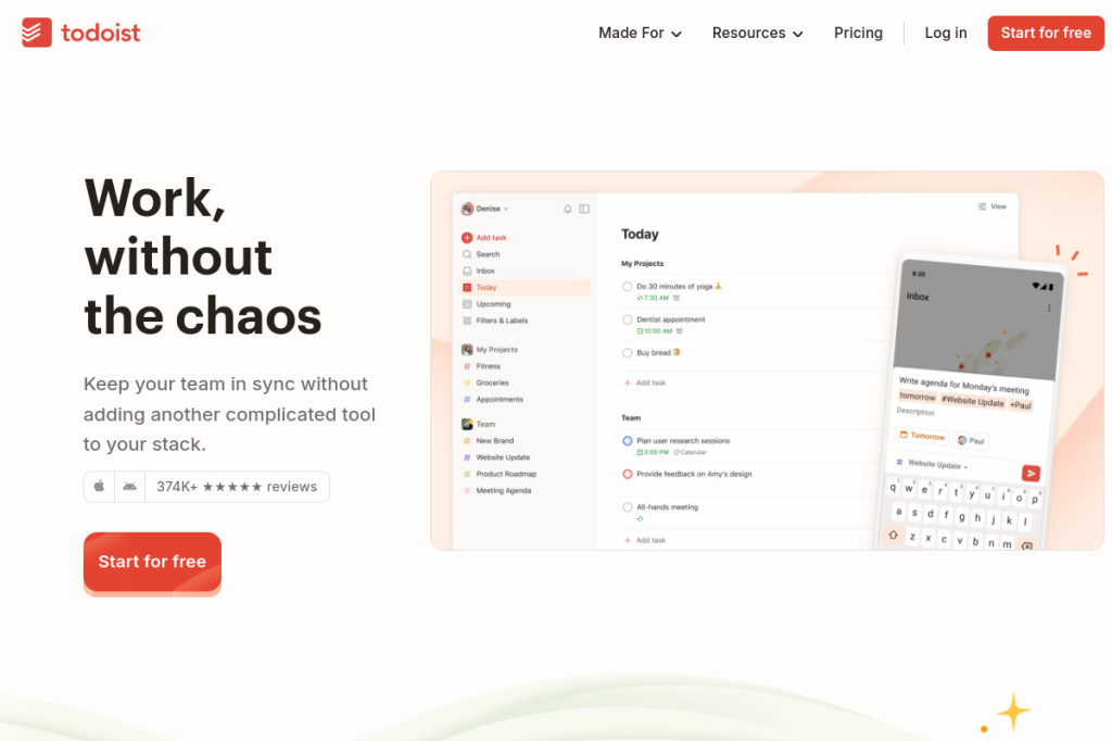 Screenshot of Todoist – AI Tool
