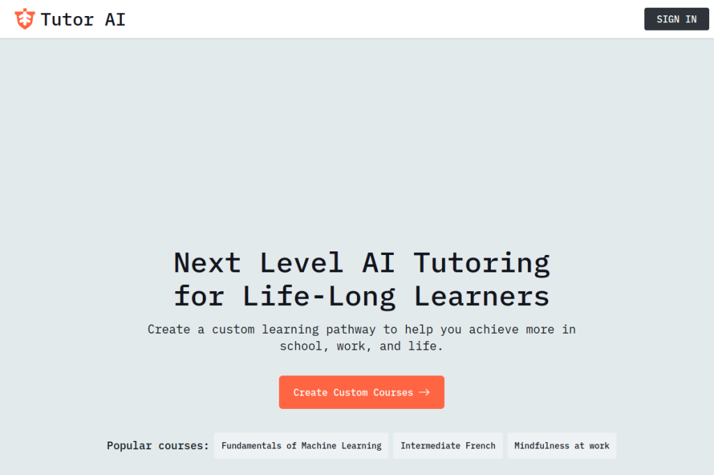Screenshot of TutorAI – AI Tool