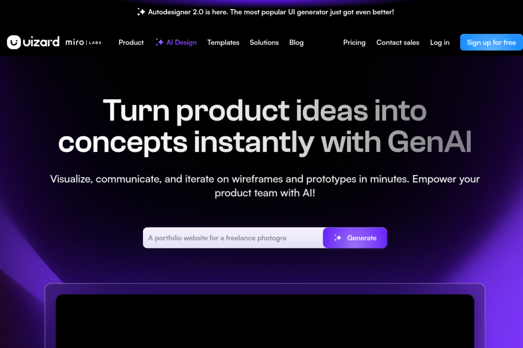 Screenshot of Uizard – AI Tool