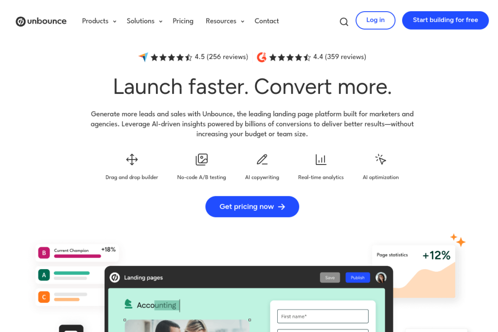 Screenshot of Unbounce Smart Copy – AI Tool