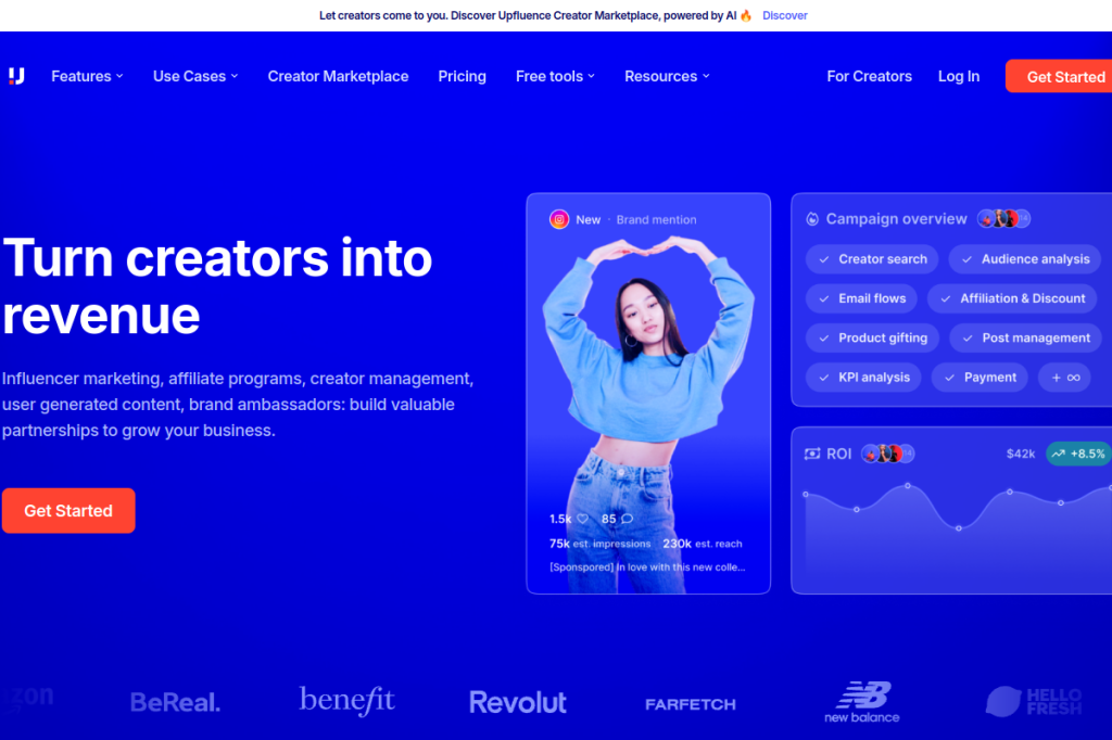 Screenshot of Upfluence – AI Tool