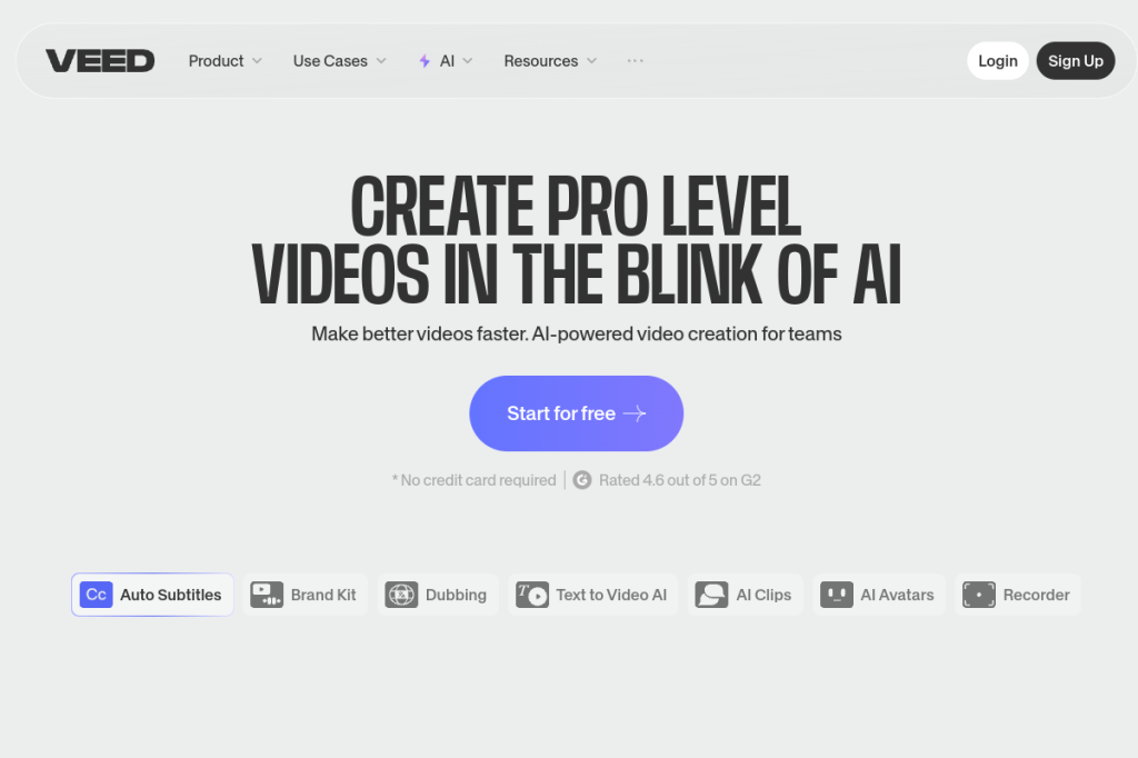 Screenshot of Veed.io – AI Tool
