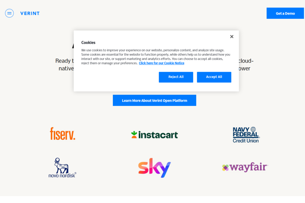 Screenshot of Verint IVA – AI Tool