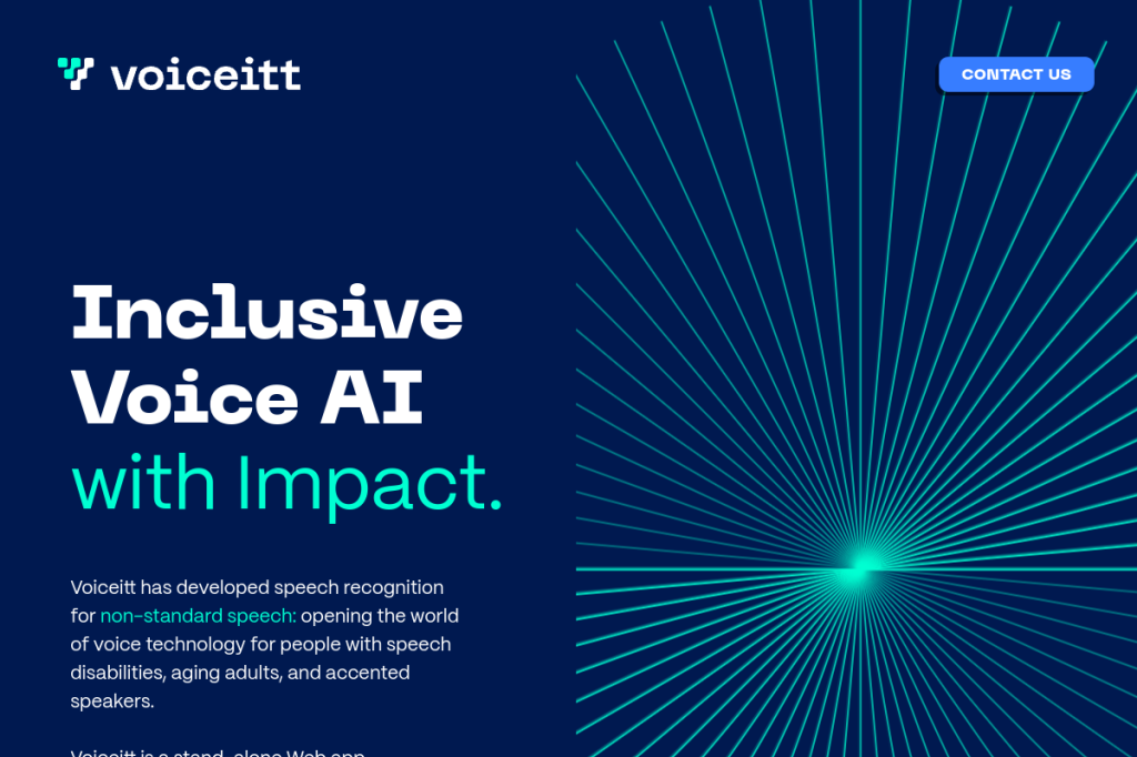 Screenshot of Voiceitt – AI Tool