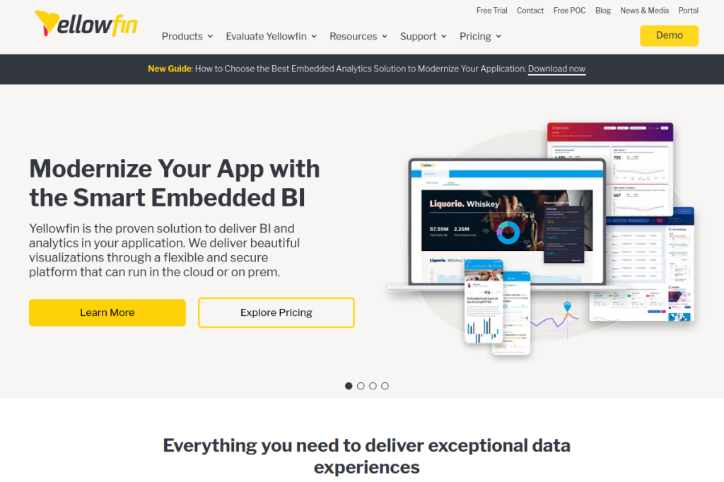 Screenshot of Yellowfin – AI Tool