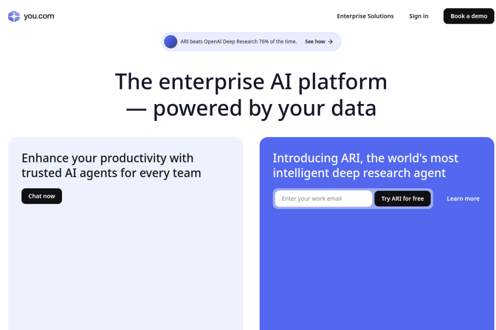 Screenshot of You.com – AI Tool