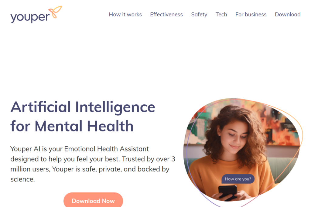 Screenshot of Youper – AI Tool