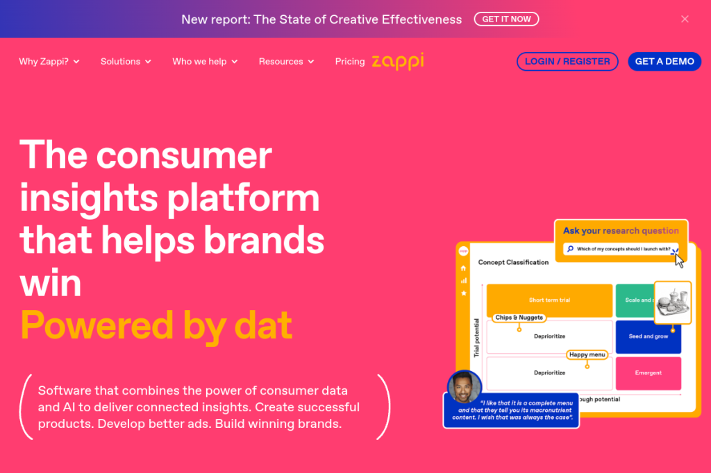 Screenshot of Zappi – AI Tool